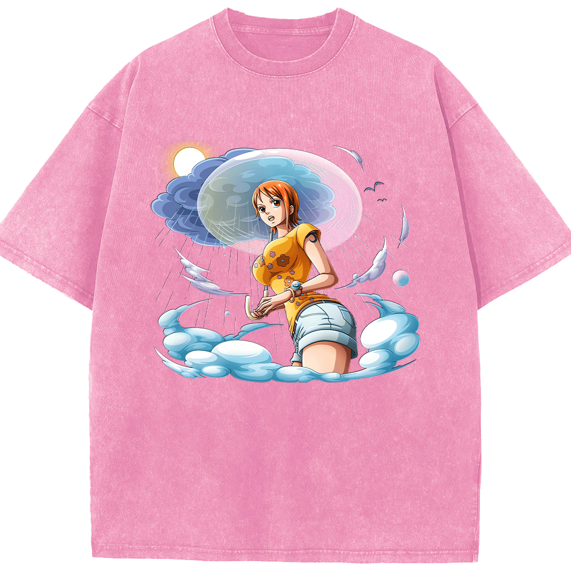 ワンピース ナミ ONE PIECE Nami 綿100% ヴィンテージ風 半袖Tシャツ（フロントプリント）